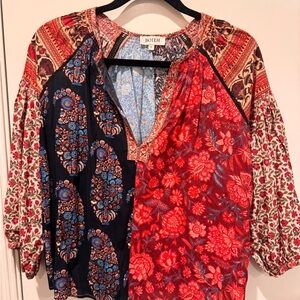 Boteh mixed pattern blouse